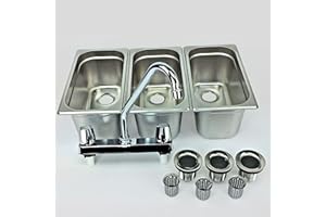 WATERWORKS CONCESSION Standard 3-Compartment Drop-in Stainless Steel Concession Sink - Portable Stand Food Truck Trailer