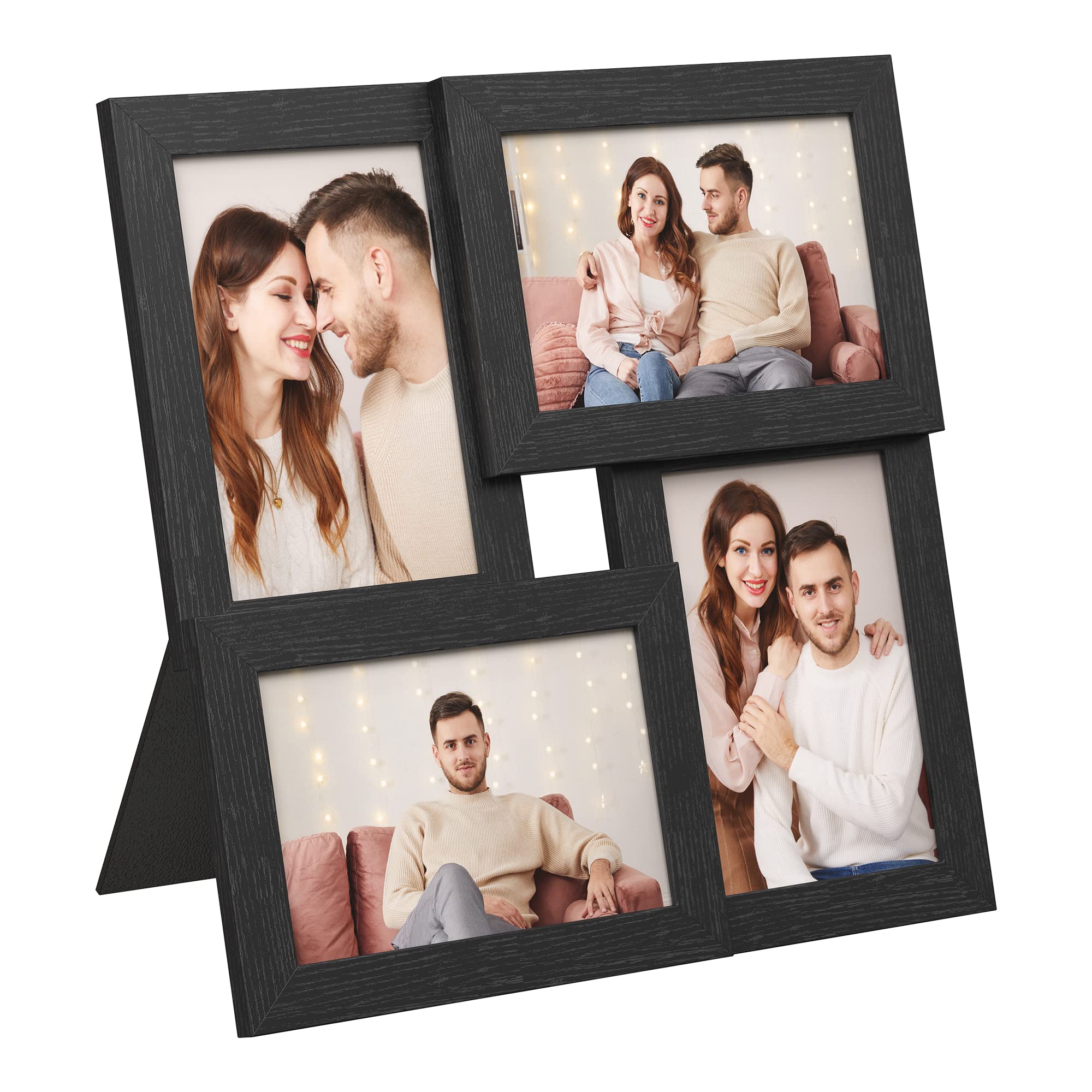 SONGMICS Collage Picture Frames, 4 Frames for 4x6 Photos, Collage Photo Frame for Wall, Multi Frames, Wall Decor, Ink Black RPF25BK — image 1