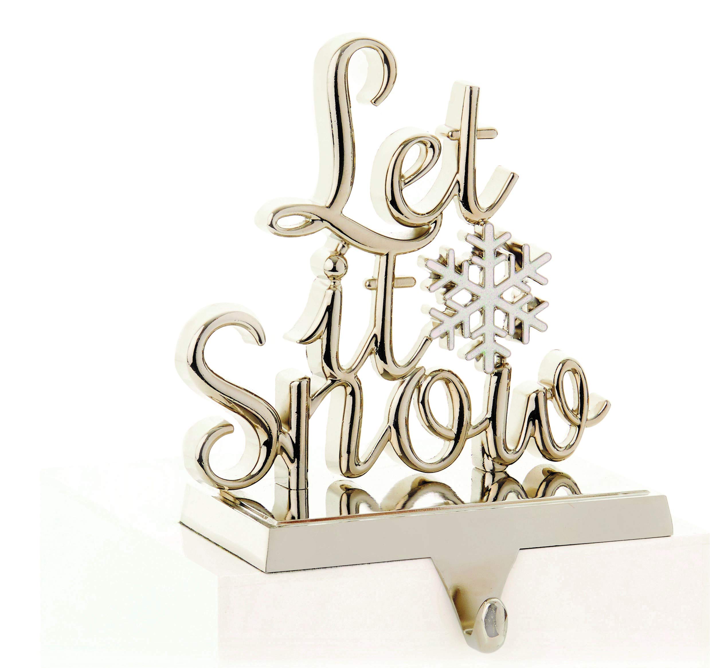 Metal Stocking Hangers Trees Snowflakes and let it Snow By Premier Decorations (22 cm Gold Silver Let it Snow)