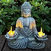 LCKFTY Buddha Statue for Home and Outdoor Decor Solar Powered Flickering LED,Garden Light Zen Meditation Spiritual Room Decor- Buddha Decor Outdoor-Ideas Gifts for Women, Mom
