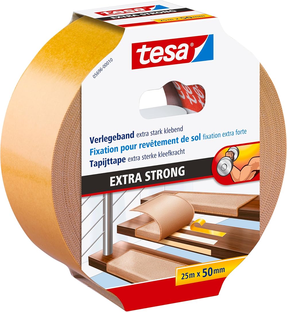 tesa Flooring Tape Extra Strong Adhesive - Double Sided 25 m x 50 mm
