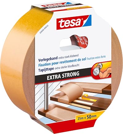 tesa Flooring Tape Extra Strong Adhesive - Double Sided 25 m x 50 mm