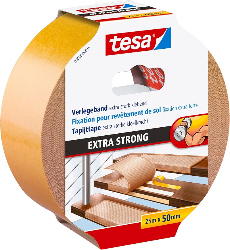 tesa Flooring Tape Extra Strong Adhesive - Double Sided 25 m x 50 mm