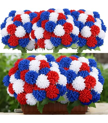 ブルーメ：鉢 (小) クリアー／花 レッド2客 クリアー•タン/花 白　各1客 Amazon.com: 12 Bundles Red White Blue Artificial Flower for