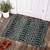 Lahome Moroccan Entry Rug 2x3, Non-Slip Washable Front Indoor Door Mat Rubber Backing Low-Profile Door Rugs, Small Geometric Print Distressed for Entryway Bathroom Kitchen, Black