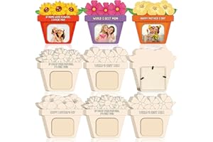 Yousoontic 16 Pcs Mother's Day Picture Frame Craft Kit for Kids Wooden Flowers DIY Mother's Day Picture Frame DIY Craft Set Color Your Own Mother's Day Frame for Kids Paint Decorate