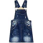 KIDSCOOL SPACE Baby Little Girls Skirt,Ripped Soft Strechy Denim Girls Summer Overalls Dress