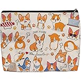 Aypvora Corgi Makeup Bag for Women - Lightweight Travel Pouch with Lining, High-definition, Double-Sided Printed, Funny Corgi Gift Bags for Birthday & Christmas Gifts