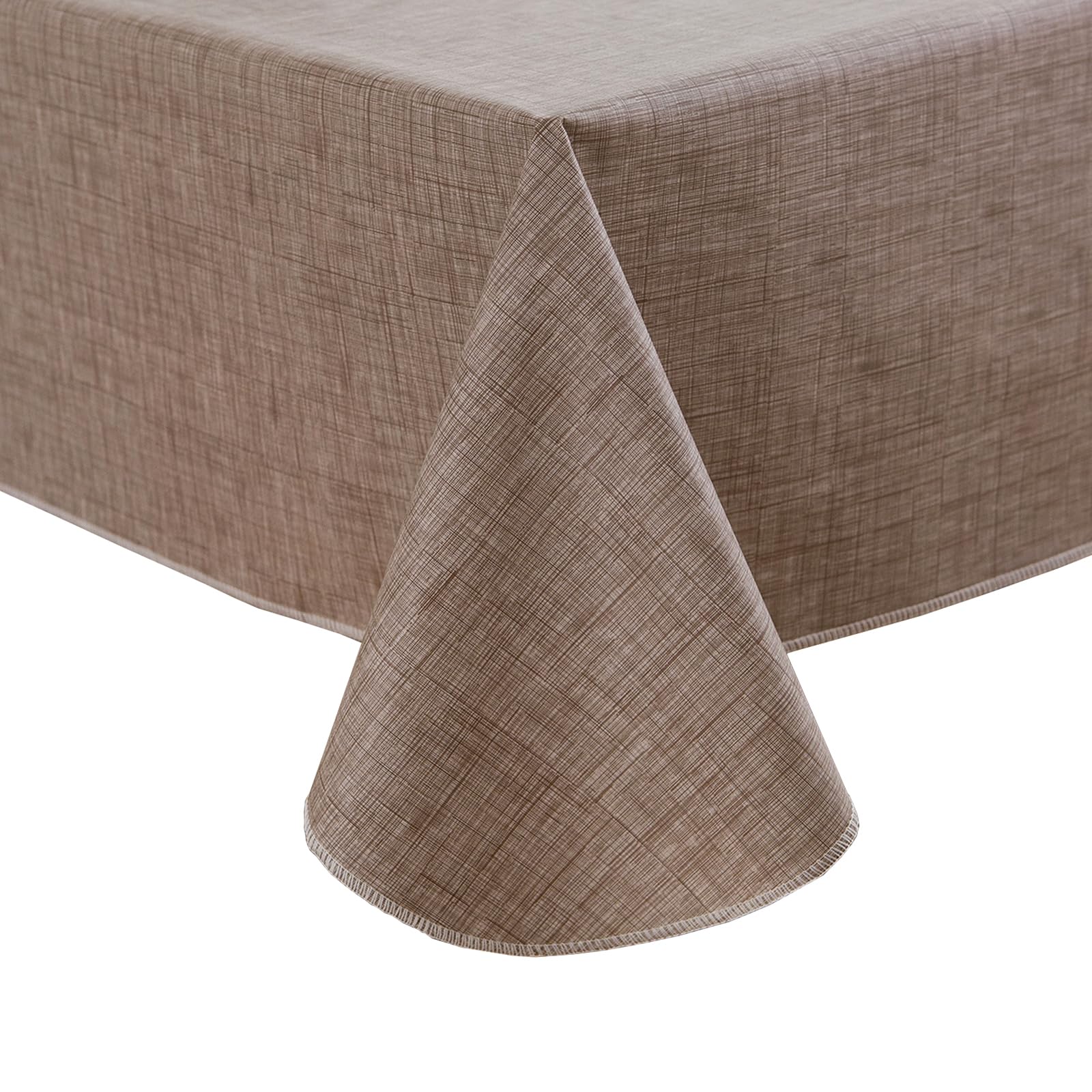 Photo 1 of Pioggia Vinyl Tablecloth with Flannel Backing Square Waterproof Oil-Proof Plastic Table Cloth Wipeable PVC Table Cover for Indoor and Outdoor (Linen, 60 x 60 Inch)