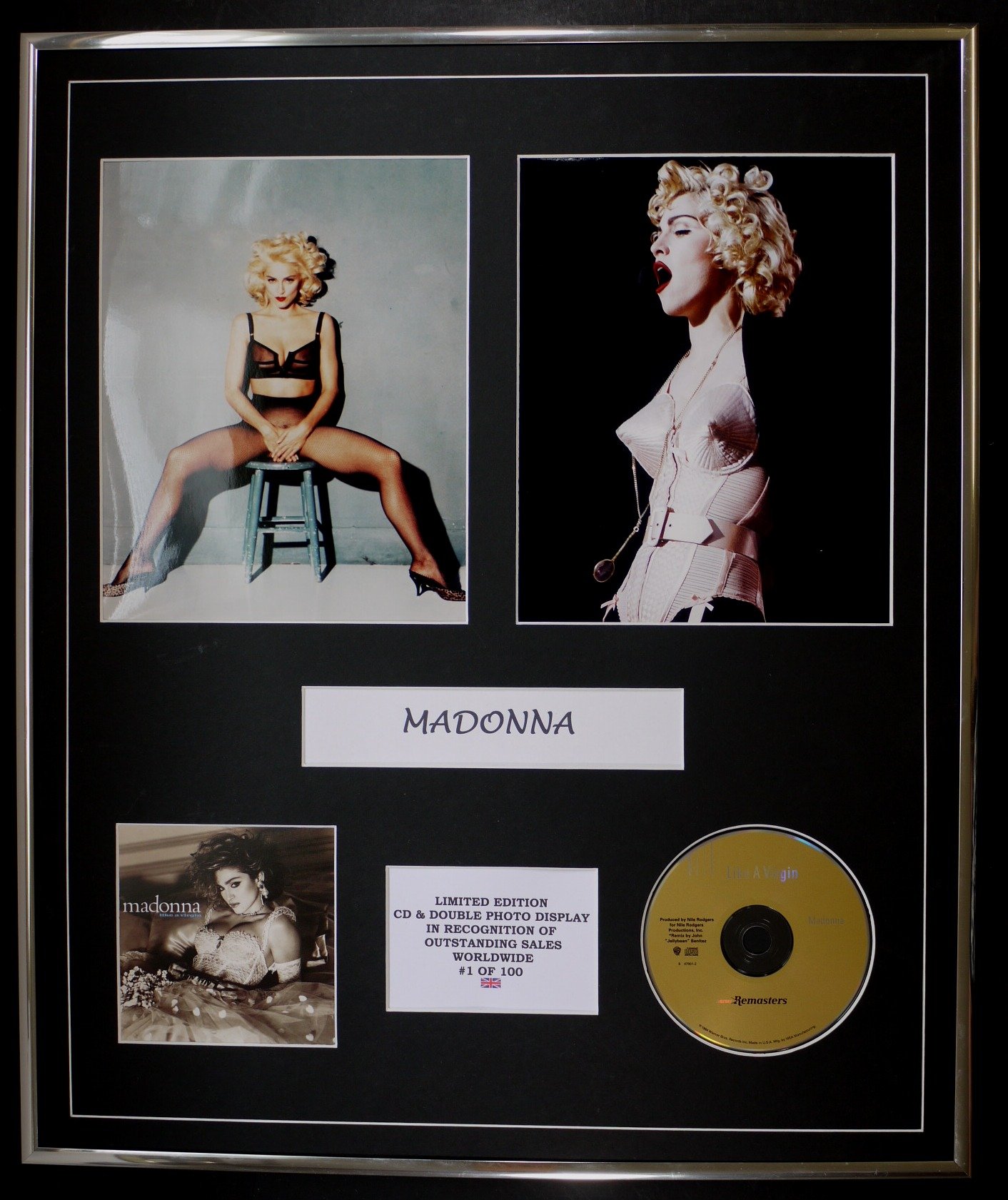 MADONNA/CD & DOUBLE PHOTO DISPLAY/LTD. EDITION/COA/LIKE A VIRGIN
