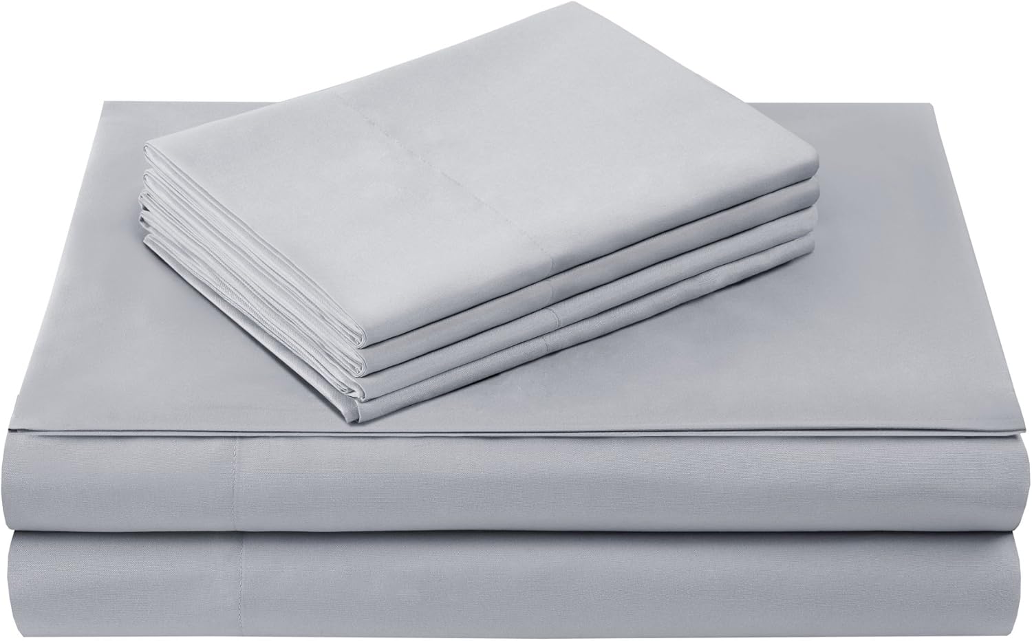Comfort Spaces CS20-0121 Ultra Soft Hypoallergenic Microfiber 6 Piece Set, Wrinkle Fade Resistant Sheets with Pillow Cases Bedding, Queen, Light Gray: Home & Kitchen