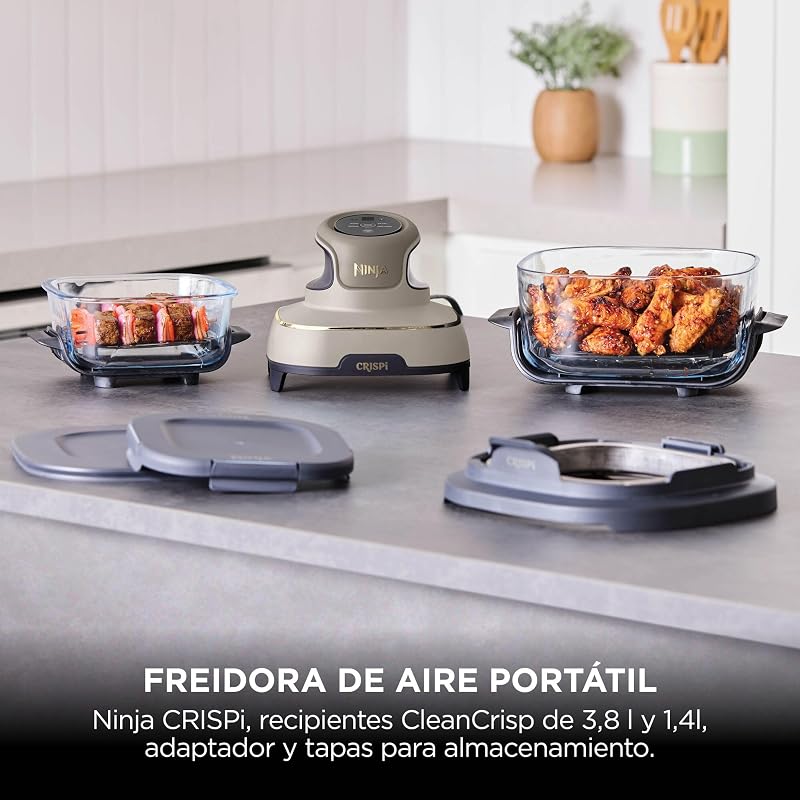 CRISPi, Freidora de Aire Portátil 4 en 1, 3,8L, Piedra/Dorado