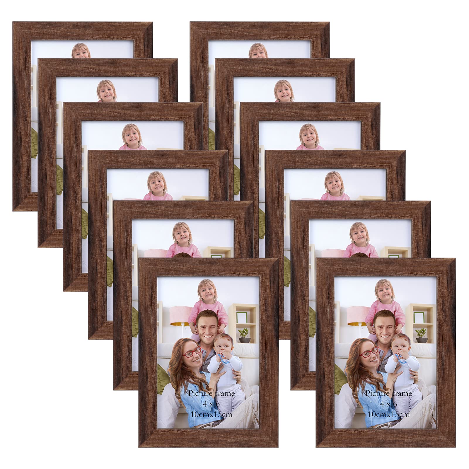 Giftgarden 12 Pack 6x4 Photo Frames, Brown Picture Frames 6x4 for Wall or Tabletop Display — image 1