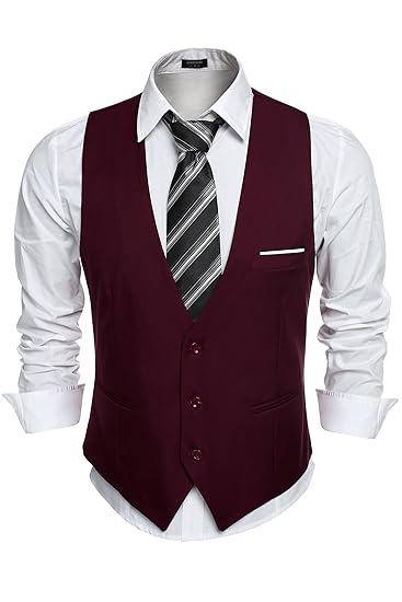 Burlady Herren Weste Anzugweste V-Ausschnitt Ärmellose Sakko Blazer Western Weste Slim Fit Smoking Frack Herrenweste Herrenan