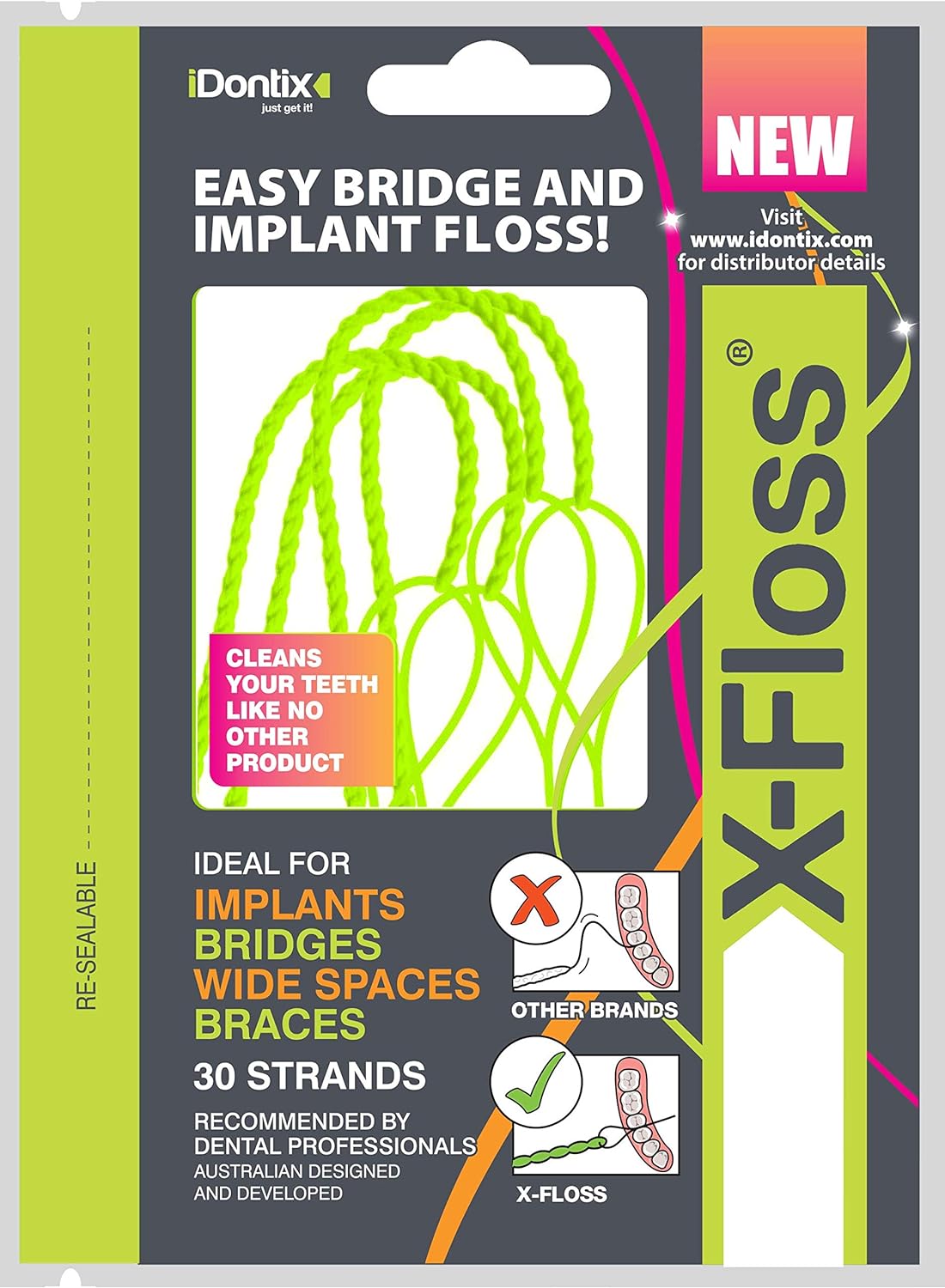 Idontix xfloss 30 Strands Easy Bridge and Implant Floss Amazon.it