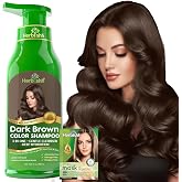 Herbishh Dark Brown Hair Dye Shampoo for Gray Hair Coverage 500ml | Semi Permanent Dye 3 in 1 Vegan Hair Color Shampoo for Women, Men, Long Lasting Color, Coverage Gray in Minutes, Ammonia Free