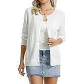QUALFORT Women's 100% Cotton Lightweight Cardigans Long Sleeve Knitted Button Down Sweater