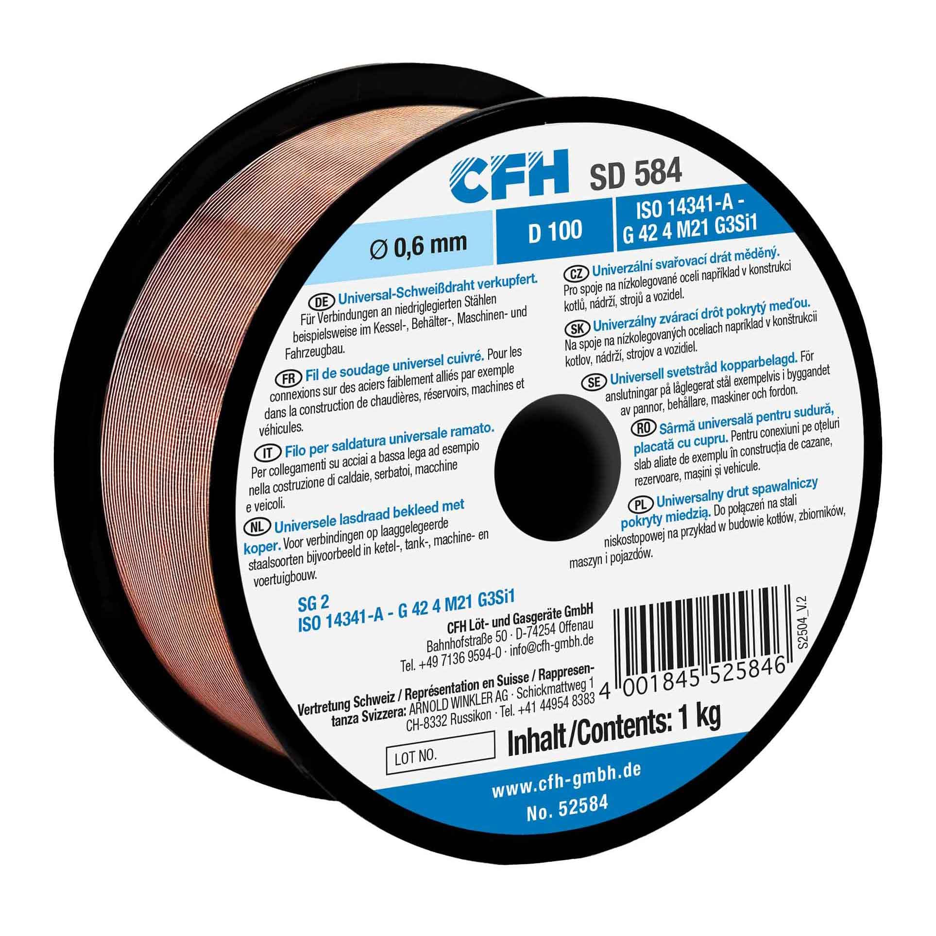 Schutzgasschweissdr.0,6mm 1kg, verkupfert