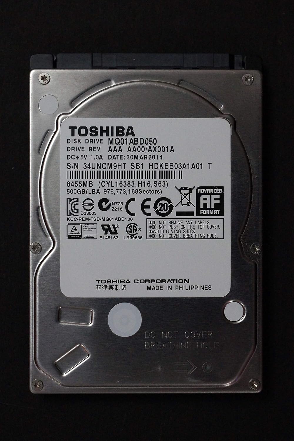 Toshiba 500GB 2.5 inch SATA Internal Hard Drive MQ01ABDxxx