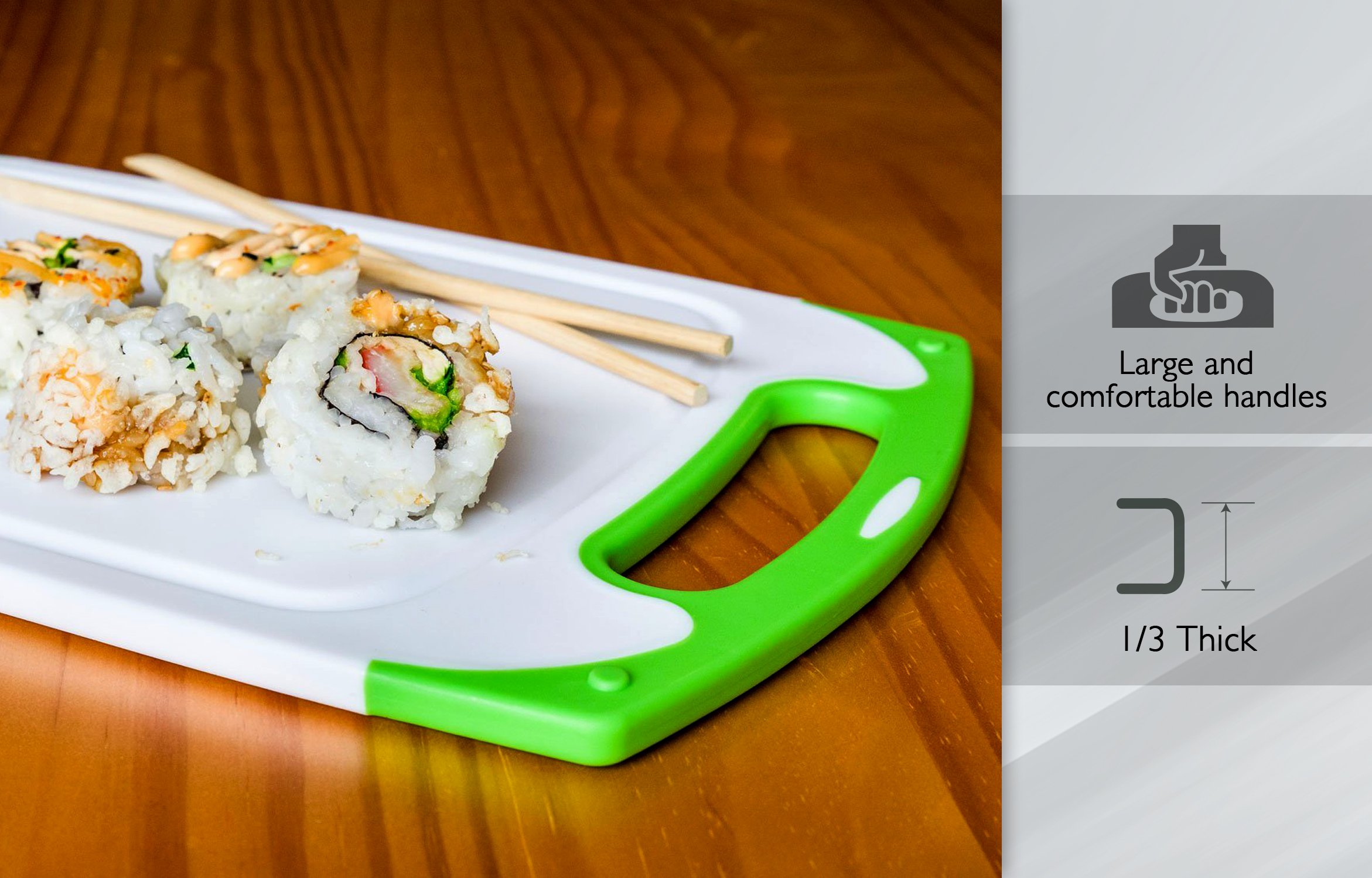 Dutis 3Piece Dishwasher Safe Plastic Cutting Board Set with NonSlip