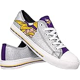 FOCO Minnesota Vikings NFL Womens Glitter Low Top Canvas Shoes - 8