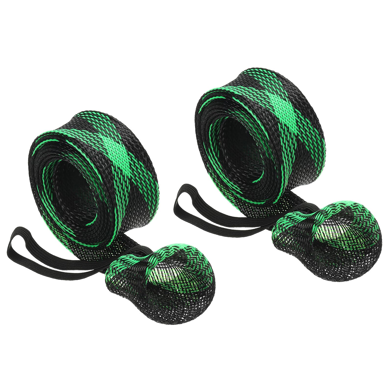 PATIKIL 75 Inch Rod Sock, 2 Pcs Fishing Rod Sleeve Cover Braided Mesh Pole Protector Gloves Fishing Tools Pointed End for Spinning Fishing Rod Fly Rod Ice Rod Casting Rod, Black Green