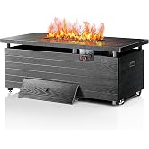 51&rdquo; Outdoor Propane Fire Pit Table, 50000 BTU 4-in-1 Gas Fire Pits, Gray | Blue Glass Stones, Steel Tabletop, Adjustable Flame, Sliding Tank Holder for Patio, Backyard, Outdoor Gatherings