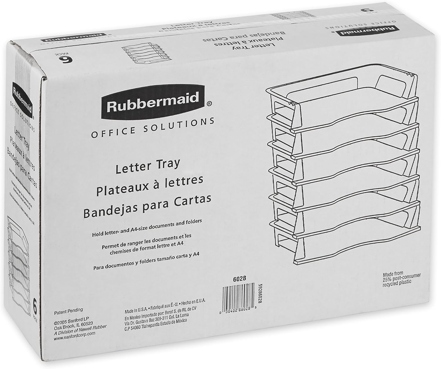 Rubbermaid Regeneration Letter Tray, Six Tier, Plastic, Black (86028) : Office Desk Trays : Office Products