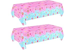 Fanfanwin Candyland Plastic Tablecloth Candyland Christmas Party Decorations Colorful Lollipop Pink Table Covers for Candy Land Birthday Baby Shower Sweet Party Supplies(2 Pieces)