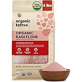 Organic Tattva Finger Millet Flour, 4 lbs, Pure Ragi Flour, USDA Certified | Mild Flavor, Natural Plant Based Protein &amp; Fiber, Vegan, Kosher, No Additives, Great in Flatbread, Pancakes, &amp; Porridges