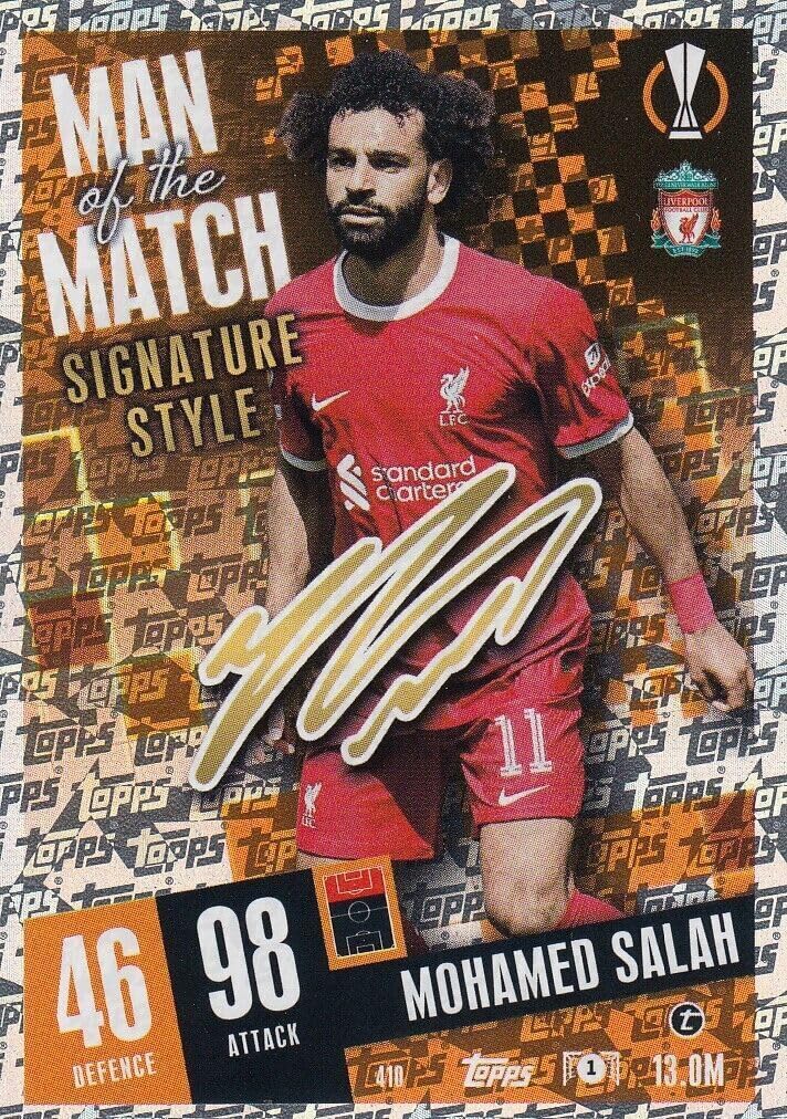Topps Match Attax 2023 2024 Mohamed Salah Man Of The Match Signature Style Card