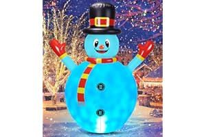 JOSEN 5.3FT Christmas Inflatables Snowman Outdoor Decorations, Blow up Snowman Christmas Yard Decorations, Built-in Bright Colorful LEDs for Garden Patio Lawn Indoor Party Xmas Gifts