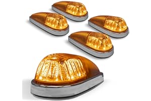 ONLINE LED STORE TRUE MODS Amber LED Teardrop Cab Marker Light Kit [Chrome Base] [DOT FMVSS 108] [SAE P2PC] [Universal Fit] Tear Drop for Truck RV Van Ford Super Duty F150 F250 F350 Chevy Silverado Dodge Ram