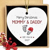 Gifts for Expecting Parents, Pregnancy Announcement Expecting Parents Gifts | Expecting Parents to Be Unique Gifts - Baby Pregnancy Announcement Gifts for Husband, Family - Two Sided Ceramic Ornament