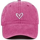 Epsoco Vintage Heart Embroidered Washed Baseball Cap for Women Cute Cotton Low Profile Adjustable Dad Hat