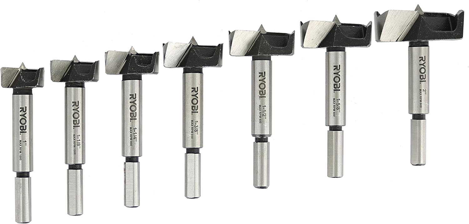 Ryobi A9FS7 7 Piece X Wing Woodworking Forstner Bit Set for Drill Press