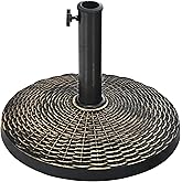Tangkula 22 LBS Patio Umbrella Base, Round Outdoor Umbrella Stand W/Adjustable Knob, Rattan Pattern, All-Weather Umbrella Base Holder for Poolside, Yard, Street