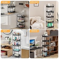 5 Tier Rolling Utility Cart with Drawer,REBECAT