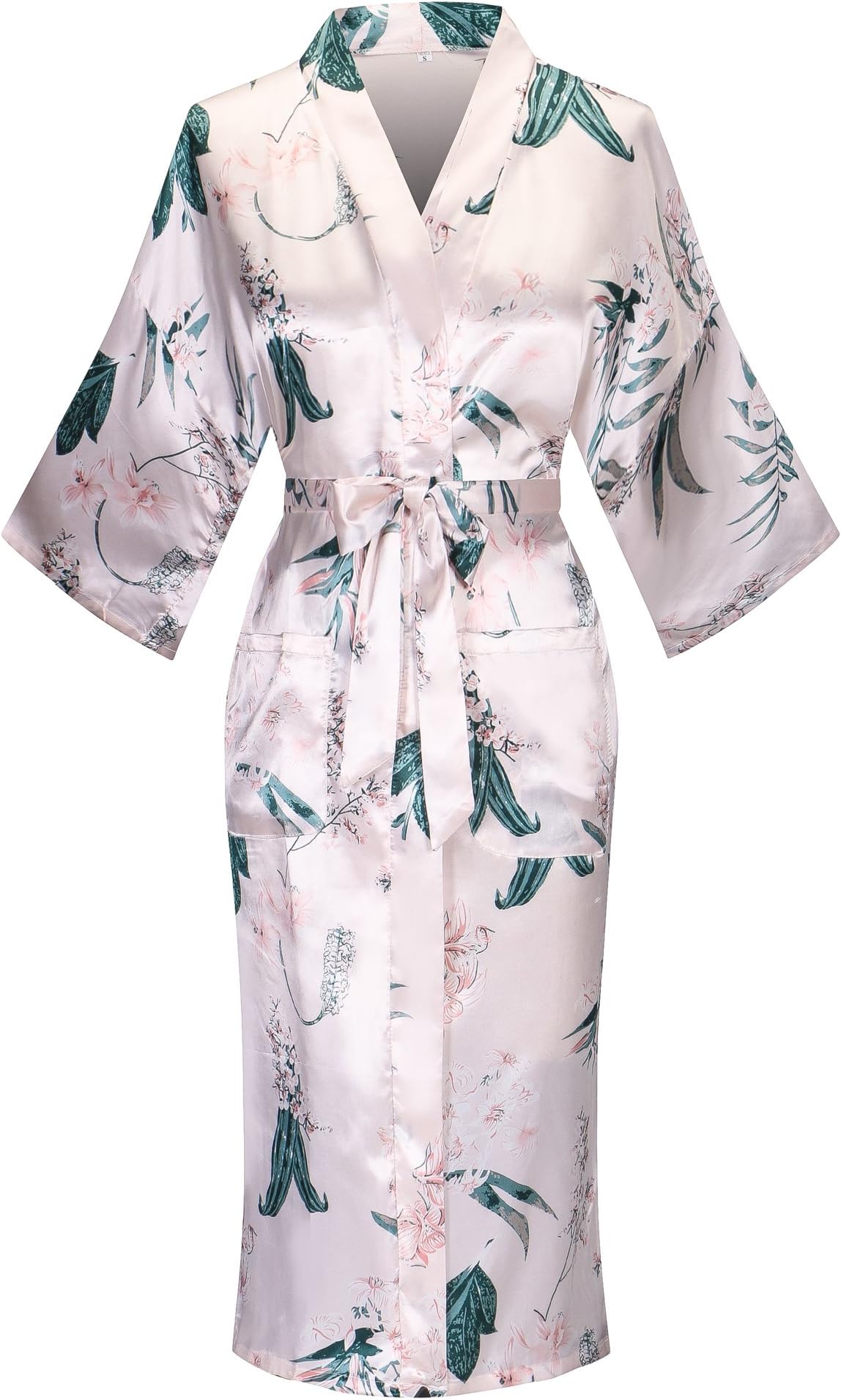 Floral Pattern Kimono Robe Long Bathrobe For Women