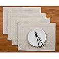 Solino Home Linen Placemats Set of 4-100% Pure Linen Light Natural Cloth Placemats 19" L x 14" W Inch - Classic Hemstitch, Washable Fabric Place Mats for Spring, Mothers Day, Easter Decorations