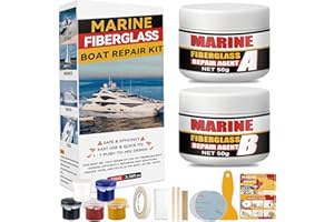 Yeardera Marine Fiberglass Repair Kit, Boat Gel Coat Repair Kit, Waterproof Fiberglass Repair Kit for Boats & Kayaks, Fiberglass Kit Fix Holes, Chips, Deep Cracks, Scratches(Color Match)