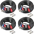 SHD 4Pack 65Feet BNC Vedio Power Cable Camera Video BNC Cable Wire Cord for Surveillance CCTV Security System with Connectors(BNC Female and BNC to RCA)
