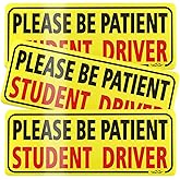 JUSTTOP 3pcs Student Driver Magnet for Car, Please Be Patient Student Driver, New Drivers Sticker Safety Warning, Magnetic Reflective Rookie Driver Bumper Sticker (Black&Red)