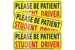 JUSTTOP 3pcs Student Driver Magnet for Car, Please Be Patient Student Driver, New Drivers Sticker Safety Warning, Magnetic Reflective Rookie Driver Bumper Sticker (Black&Red)