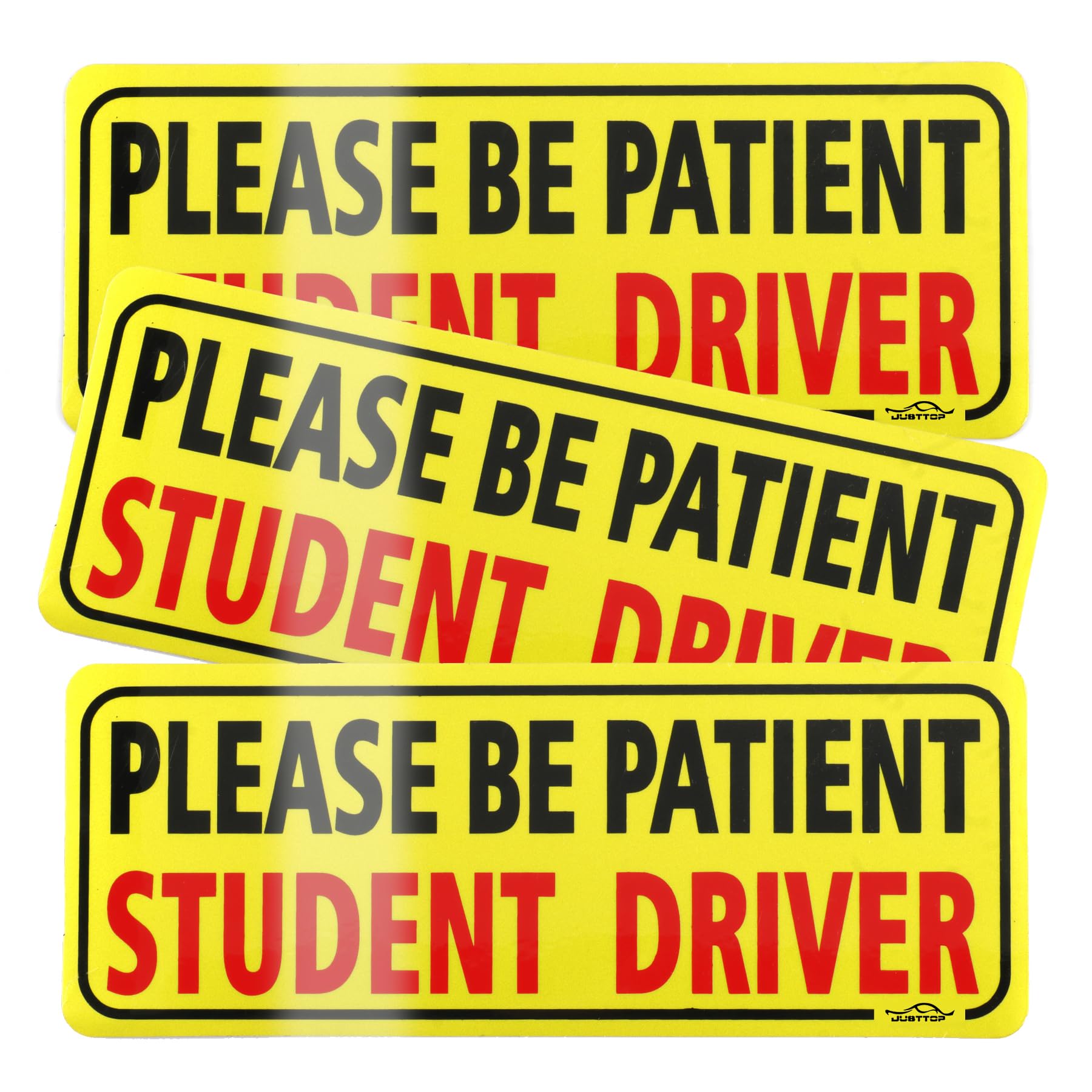 JUSTTOP 3pcs Student Driver Magnet for Car, Please Be Patient Student Driver, New Drivers Sticker Safety Warning, Magnetic Reflective Rookie Driver Bumper Sticker (Black&Red)