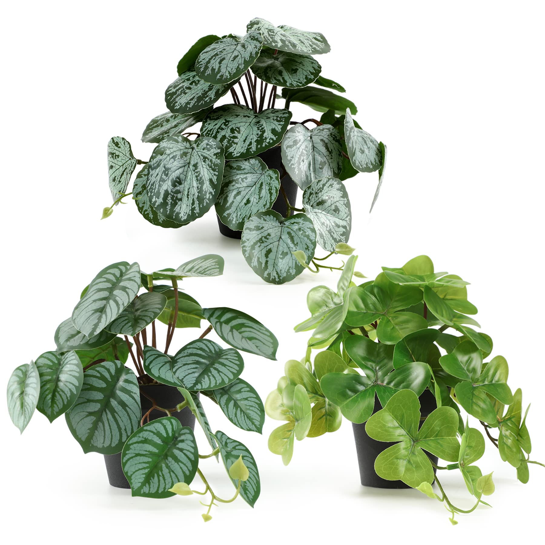 ALAGIRLS 3 Packs Fake Plant-Faux Plants Artificial for Desk Living Room Bathroom Office Decor - Small Fake Plants for Home Decoration Indoor Outdoor - Set B