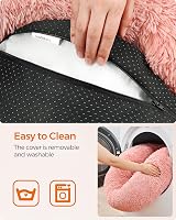 Feandrea Donut Cat Dog Bed 60 cm Pink Fluffy Long Plush Washable Cover view 5