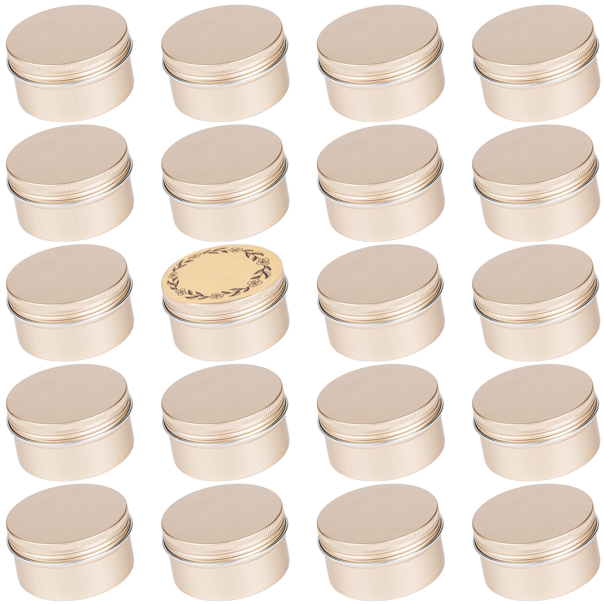 Photo 1 of 24 Pack 4oz/120ml Screw Top Aluminum Tin Jars with Screw Lids and Blank Labels - Refillable 120ml Metal Containers for Lip Balms, Candles, Salves, Spices, Crafts(Champagne)