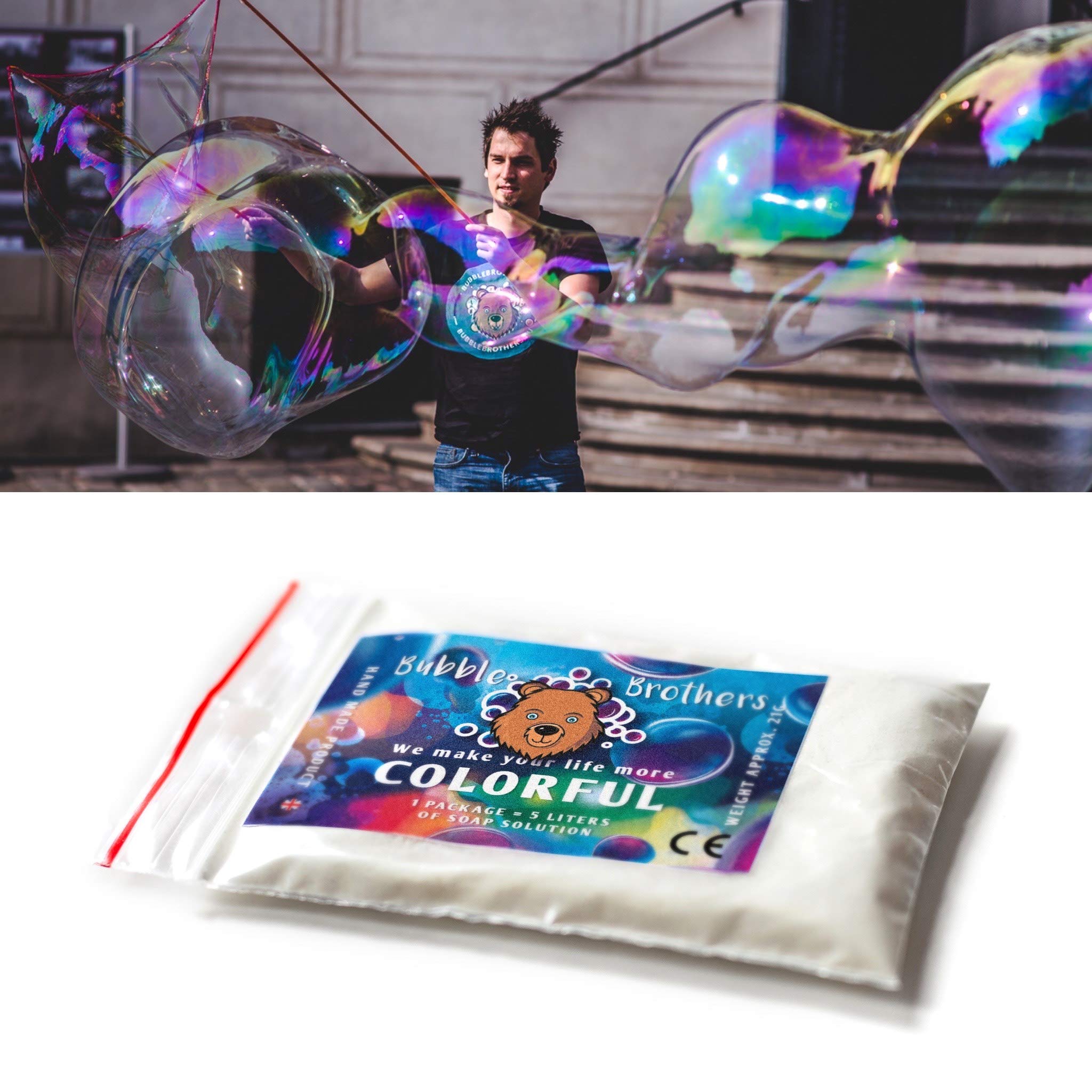 Bubble Brothers Magic Powder for 5L Bubble Solution Refill – Giant Bubble Kit Concentrate for Big Bubbles, Extra Strong Bubble Mix for Bubble Wands & Bubble Machines, Outdoor Games