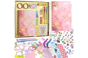 Ambesi DIY Journal Set for Girls, Create Your Own Scrapbook Kit, Diary Art and Crafts Supplies for Ages 7 8 9 10 11 12 13 Year Old Girls, Creative Journaling for Kids, Gifts for Children Girls